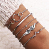 NEW Set Bohemian Silver Color Tassel Round Bracelet Set for Women Multilayer Pendant Bracelet  Fashion Jewelry daiiibabyyy