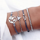 NEW Set Bohemian Silver Color Tassel Round Bracelet Set for Women Multilayer Pendant Bracelet  Fashion Jewelry daiiibabyyy