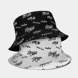 Hot Selling Bucket Hat Women English Letters Double Side Cotton Reversible Sun Protection Cap Men's Panama Hat Fisherman Hats daiiibabyyy