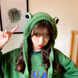 Fashion Frog Hat Beanies Knitted Winter Hat Solid Hip-hop Skullies Knitted Hat Cap Costume Accessory Gifts Warm Winter Bonnet daiiibabyyy