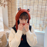 Fashion Frog Hat Beanies Knitted Winter Hat Solid Hip-hop Skullies Knitted Hat Cap Costume Accessory Gifts Warm Winter Bonnet daiiibabyyy