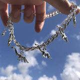 2021 Vintage Harajuku Goth Punk Metal Dinosaur Shape Pendant Chain Choker Necklace For Women Egirl Cool Hip Hop Trendy Jewelry daiiibabyyy