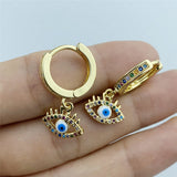 Fashion Gold Color Blue Evil Eye Hoop Earrings Top Quality AAA Zircon Eye Earrings for Women Korean Fashion Jewelry 2021 daiiibabyyy