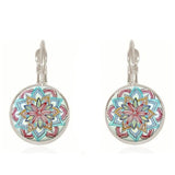 SUTEYI Charm Henna Yoga Amulet Ladies Earrings Round Glass Cabochon Earings Jewelry Bohemian Mandala Earrings For Women daiiibabyyy