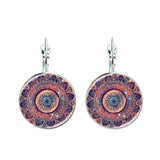 SUTEYI Charm Henna Yoga Amulet Ladies Earrings Round Glass Cabochon Earings Jewelry Bohemian Mandala Earrings For Women daiiibabyyy