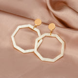 New Korean Statement Earrings for women White Cute Arcylic Geometric Dangle Drop Gold Earings Brincos  Trend Fashion Jewelry daiiibabyyy