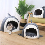 Cartoon Cat Bed House Winter Warm Fleece Washable Soft Dog Nest Cat Cave Tent For Sleeping Waterproof Pets Sleep Bags Supplies daiiibabyyy