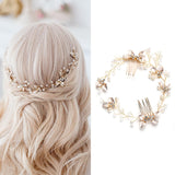 Pearl Leaf Comb Headband Hair Accessories For Women Tiara Headband Wedding Accessories Headband on the head daiiibabyyy