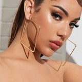 BLIJERY Trendy Oversize Geometric Big Hoop Earrings For Women Basketball Brincos Exaggerated Large Square Earrings Punk Jewelry daiiibabyyy