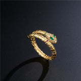 Fashion Gold Color Snake Ring For Women Girl Adjustable Exquisite Shiny Cubic Zirconia Finger Ring Wedding Jewelry Gift daiiibabyyy