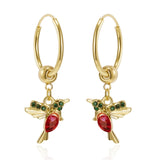Exquisite Bird-shaped Hummingbird Hoop Pendant Crystal Pendant Earrings Tassel Bird Earrings for Women's Wedding Jewelry daiiibabyyy