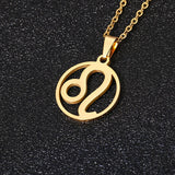 Rinhoo Stainless Steel Star Zodiac Sign Necklace 12 Constellation Pendant Necklace Women Gold Chain Necklace Men Jewelry Gift daiiibabyyy