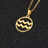 Rinhoo Stainless Steel Star Zodiac Sign Necklace 12 Constellation Pendant Necklace Women Gold Chain Necklace Men Jewelry Gift daiiibabyyy