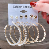 Fashion Gold Hoop Earrings Set Women Pearl Hoop Earrings Oversize Metal Circle Punk Earring Female Fashion Jewelry daiiibabyyy