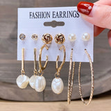 Fashion Gold Hoop Earrings Set Women Pearl Hoop Earrings Oversize Metal Circle Punk Earring Female Fashion Jewelry daiiibabyyy