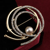ZOSHI Fashion Jewelry High Quality Vintage Gold Brooch Pins Austria Crystals Imitation Pearl Flower Brooch Wedding Accessories daiiibabyyy