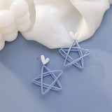 Fresh sky blue hollowed-out double pentacle star.Earrings for heart-shaped women, new jewelry for  SHANGZHIHUA daiiibabyyy