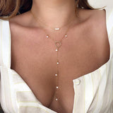 17KM Vintage Wedding Pearl Choker Necklace For Women Geometric Heart Coin Lock Pendant Necklaces Jewelry collier de perles daiiibabyyy