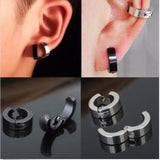 1 pair Classic Korean Punk Stainless Steel Ear Clip Earrings For Men Women Black No Pierced Fake Ear Circle New Pop Jewelry daiiibabyyy