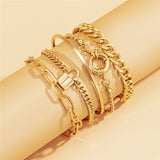 5Pcs/Set Bohemian Punk Cuban Chain Bracelets Set for Women Lock Snake Link Charm Bracelets Bangles Couple Fashion Wrist Jewelry daiiibabyyy