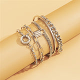 5Pcs/Set Bohemian Punk Cuban Chain Bracelets Set for Women Lock Snake Link Charm Bracelets Bangles Couple Fashion Wrist Jewelry daiiibabyyy