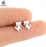 Lovely Stainless Steel Cat Earrings for Women Children Jewelry Trendy Cute Animal Dog Paw Stud Earrings Girls Birthday Gifts daiiibabyyy