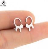 Lovely Stainless Steel Cat Earrings for Women Children Jewelry Trendy Cute Animal Dog Paw Stud Earrings Girls Birthday Gifts daiiibabyyy