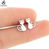 Lovely Stainless Steel Cat Earrings for Women Children Jewelry Trendy Cute Animal Dog Paw Stud Earrings Girls Birthday Gifts daiiibabyyy