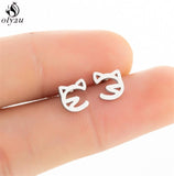 Lovely Stainless Steel Cat Earrings for Women Children Jewelry Trendy Cute Animal Dog Paw Stud Earrings Girls Birthday Gifts daiiibabyyy