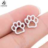 Lovely Stainless Steel Cat Earrings for Women Children Jewelry Trendy Cute Animal Dog Paw Stud Earrings Girls Birthday Gifts daiiibabyyy