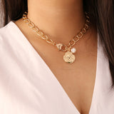 Female Necklace Multi Layered Moon Women Necklace Choker Statement Crystal Gold Color Necklace Girl Party Wear Gift Jewelry daiiibabyyy