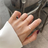 7PCS/SET Korea Fashion Mixed Minimalist Ring Set Geometric Round Metal Gold Silver Color Cuff Open Rings Jewelry For Women daiiibabyyy