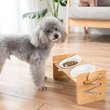 Pet Dog Bowls Elevated Heights Adjustable Bamboo Food and Water Dishes Wooden Stand Puppy Pet Cat Neck Care Raise Stand Bowl