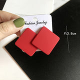 CWEEL Stud Earrings For Women Trend Round Statement Vintage Big Acrylic Circle Bohemian Large Geometric Colors Red Accessories daiiibabyyy