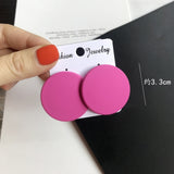 CWEEL Stud Earrings For Women Trend Round Statement Vintage Big Acrylic Circle Bohemian Large Geometric Colors Red Accessories daiiibabyyy
