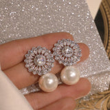 Huitan Romantic Women Stud Earrings Imitation Pearl Delicate Female Earring for Party Fine Gift Top Quality Jewelry Dropshipping daiiibabyyy