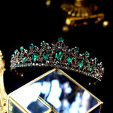 bride retro black crystal crown queen tiara brides wedding jewelry hair accessories daiiibabyyy