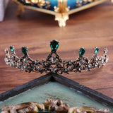 bride retro black crystal crown queen tiara brides wedding jewelry hair accessories daiiibabyyy