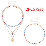 Fashion Turkish Evil Eyes Multilayer Necklaces For Women Bohemian Vintage Devil Pendant Necklaces Choker Beads Party Jewelry New daiiibabyyy