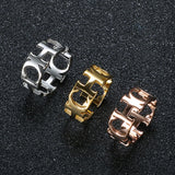 Luxury High Quality Jewelry Stainless Steel Hollowed Cut Letter CH Ring For Woman Man Unisex Wedding Lover Ring Jewelry
