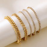DIEZI 5pc/set Vintage Simple Link Chain Full Rhinestone Anklets For Women Girls Bohemian Leg Ankle Anklet Bracelet Beach Jewelry daiiibabyyy