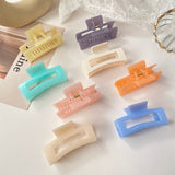 Candy Color Rectangle Hollow Claw Hairpin Headdress Female Acrylic Geometric Solid Color Large Hairpin Hair Accessories daiiibabyyy