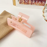 Candy Color Rectangle Hollow Claw Hairpin Headdress Female Acrylic Geometric Solid Color Large Hairpin Hair Accessories daiiibabyyy
