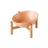 TECHOME Newest Design Pet Food Bowl Ceramic Cat Bowl With Wood Frame Bowl With Cross Frame Bevel Cat Bowl Pet Ceramic Bowl daiiibabyyy
