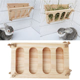 Rabbit Wooden Hay Rack Manger Multi-Functional Manger Grass Holder Hamster Bowl