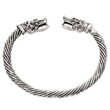 Vintage Dragon Head Mouth Open Cuff Bracelet Nordic Viking Bangle Antique Twisted Pattern Carved Wristband Jewelry daiiibabyyy