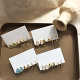Delicate Jewelry 3 Sets Earrings Green Blue Pink Enamel Small stud Earrings Golden Jewelry For Women Student Gifts daiiibabyyy