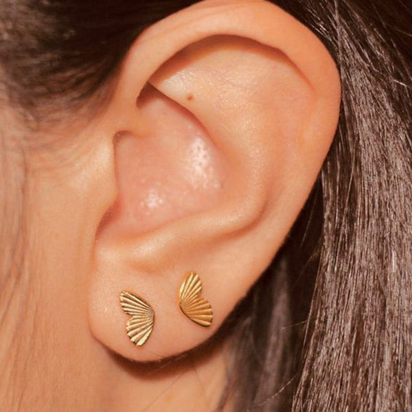 Half Butterfly & Pearl Studs