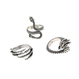 3pc 4pc 5pc Vintage Gothic Snake Rings Men Bull Head Skull Feather Dragon Cross Animal Men Ring Punk Jewelry Evil Eye Ball Ring daiiibabyyy