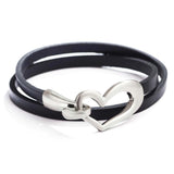 TOTABC Newest Design Black Simple love Leather Charms Bracelet for Women Simple Blank Design Amazing Width Bracelet & Bangle daiiibabyyy